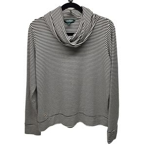 Ralph Lauren Cowl Neck Long Sleeve Top Viscose Black White Stripe, Size Large